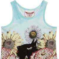 Scotties and Flowers Sleeveless Big Girls Tee (Organic Cotton)