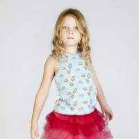 Rainbow Print Sleeveless Girls Retro Top (Organic Cotton)