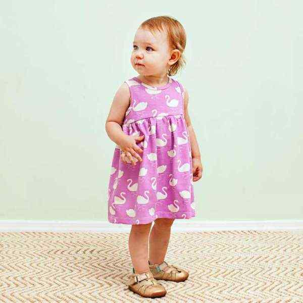 Swan Magenta Sleeveless Baby Girl Dress (American Made and Organic Cotton)