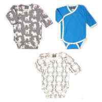 Koi and Dog 3 Piece Long Sleeve Kimono Baby Bodysuit Newborn Gift Set (Organic Cotton)