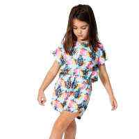 Big Girls Romper with Unicorn Rainbow Print (Organic Cotton)