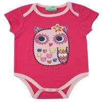 Pink Owl Short Sleeve Baby Girl Bodysuit (Organic Cotton and Bamboo)