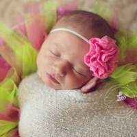 Chloe Pink Baby and Girls Flower Headband (American Made)