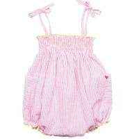 Pink Seersucker Baby Girl Bubble Romper