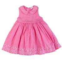 Pink Sleeveless Embroidered Baby and Little Girls Dress