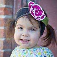 Pink Cupcake Polka Dot Baby and Girls Flower Headband (American Made)