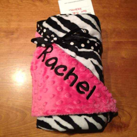 Hot Pink Zebra Minky Baby Girl Boutique Blanket Available Personalized (American Made)
