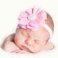 Maxine Baby and Girls Pink Flower Headband (American Made)