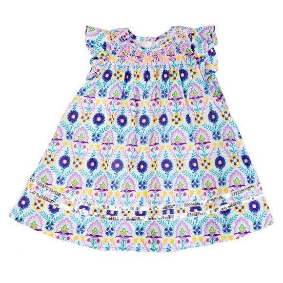 Smocked Flutter Sleeve Baby and Girls Dress