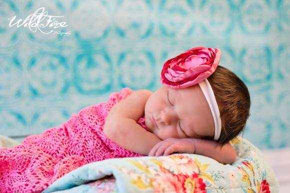 Amelia Pink and Red Baby and Girls Flower Headband (American Made)