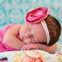 Amelia Pink and Red Baby and Girls Flower Headband (American Made)