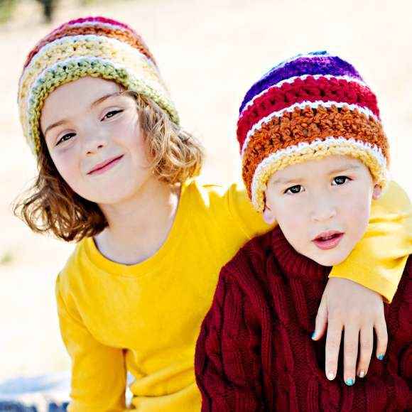 Striped Sibling Baby and Kids Multicolor Hat (American Made)