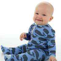 Big Whale Blue Long Sleeve Modern Baby Boy Boutique Footie Romper and Pajamas (Organic Bamboo)