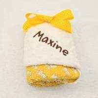 Yellow Dog Print Minky Baby Stroller Blanket Available Personalized (American Made)