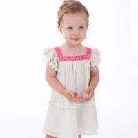 Pom Pom Flutter Sleeve Baby and Girls Dress