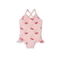 Watermelon Print Little Girls Pink Swimsuit