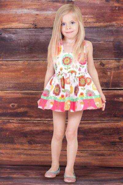 Sleeveless Fiorito Baby Girl Dress Bloomer Romper