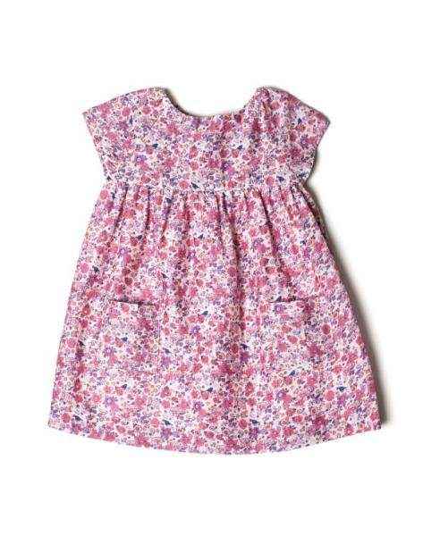 Pink Floral Short Sleeve Baby and Girls Dress