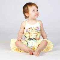 Vintage Girl Sleeveless Baby and Toddler Girls Romper (Organic Cotton)