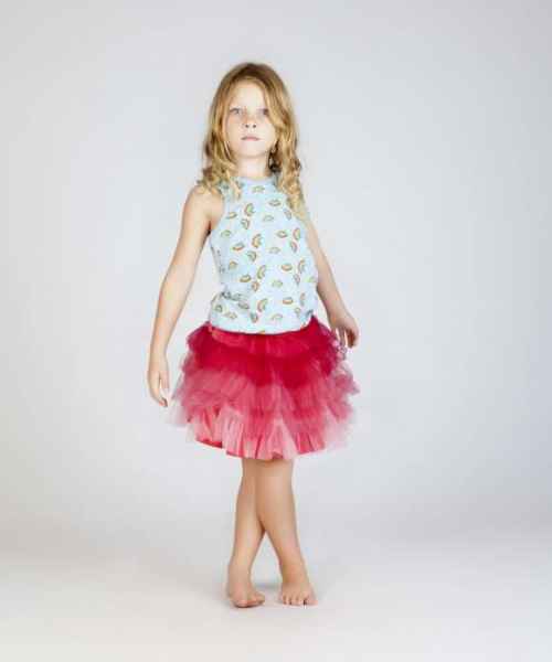 Rainbow Print Sleeveless Girls Retro Top (Organic Cotton)