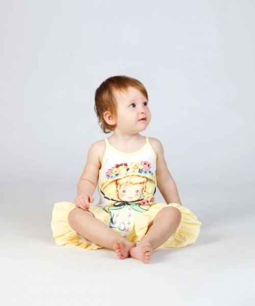 Vintage Girl Sleeveless Baby and Toddler Girls Romper (Organic Cotton)