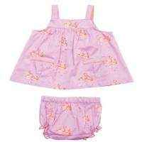 Flamingo Print Sleeveless Blouse and Bloomers Baby Girl Two Piece Outfit Clothing Set