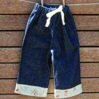 Baby and Toddler Boys Denim Jean Boutique Pants with Cowboy Print Fabric Accents