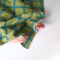 Squares Print Minky Travel Baby Boy Blanket and Oversized Security Blanket (American Made)